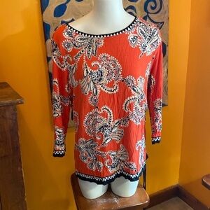 Ruby Rd Tunic with L Side Drawstring Gather